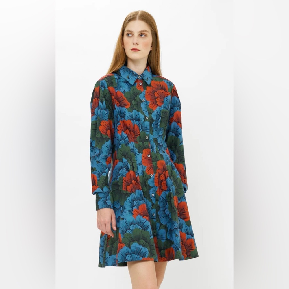 Oliphant Elizabeth Dress Madrid Blue Mini Medium NWT NEW - Picture 2 of 3